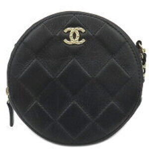 Chanel Matelasse Shoulder Bag Chain Black Lambskin Round Circle Crossbody